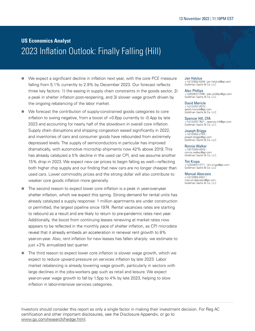 US Economics Analyst_ 2023 Inflation Outlook_ Finally Falling (Hill)US Economics Analyst_ 2023 Inflation Outlook_ Finally Falling (Hill)_1.png